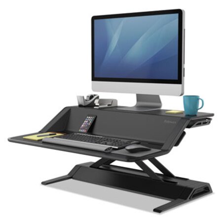 Fellowes® Lotus Sit-Stands Workstation, 32.75" x 24.25" x 5.5" to 22.5", Black - CT/1 - FEL-0007901-CT