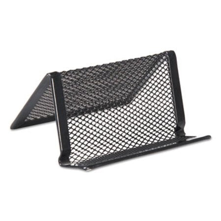 Universal® Mesh Metal Business Card Holder, Holds 50 2.25 x 4 Cards, 3.78 x 3.38 x 2.13, Black - Each - UNV-20005-EA