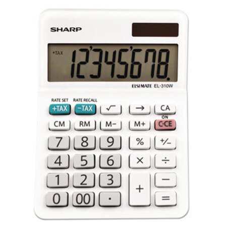 Sharp® EL-310WB Mini Desktop Calculator, 8-Digit LCD - Each - SHR-EL310WB-EA