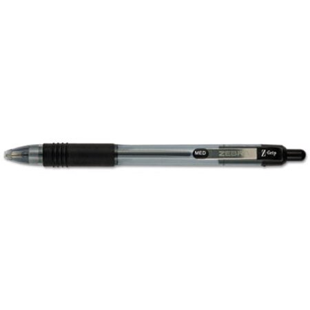 zebra® Z-Grip Ballpoint Pen, Retractable, Medium 1 mm, Black Ink, Clear Barrel, 12/Pack - DZ/1 - ZEB-22210-DZ