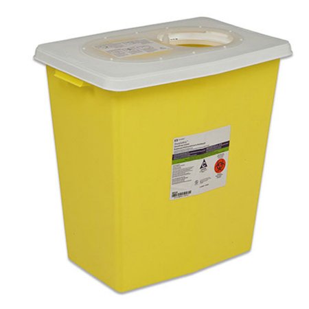Cardinal Chemotherapy Waste Container SharpSafety™ Yellow Base 26 H X 12-3/4 D X 18-1/4 W Inch Vertical Entry 18 Gallon - Each - 8939-EA