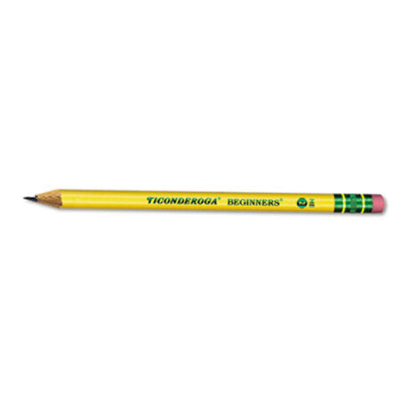 Dixon® Ticonderoga Beginners Woodcase Pencil with Eraser and Microban Protection, HB (#2), Black Lead, Yellow Barrel, Dozen - DZ/1 - DIX-13308-DZ