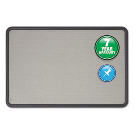Quartet® Contour Fabric Bulletin Board, 36 x 24, Gray Surface, Black Plastic Frame - Each - QRT-7693G-EA
