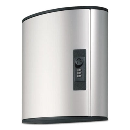 Durable® Locking Key Cabinet, 36-Key, Brushed Aluminum, Silver, 11.75 x 4.63 x 11 - Each - DBL-196623-EA