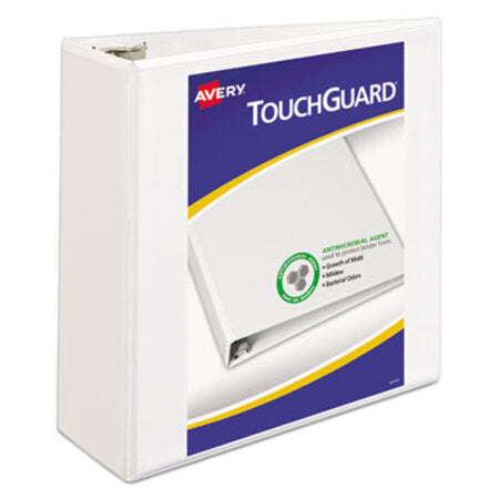 Avery® TouchGuard Protection Heavy-Duty View Binders with Slant Rings, 3 Rings, 4" Capacity, 11 x 8.5, White - Each - AVE-17145-EA