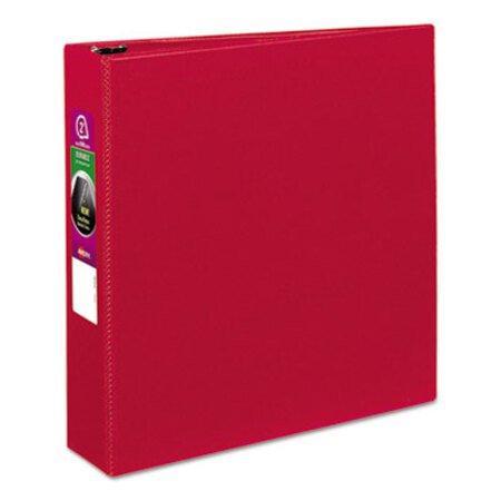 Avery® Durable Non-View Binder with DuraHinge and Slant Rings, 3 Rings, 2" Capacity, 11 x 8.5, Red - Each - AVE-27203-EA