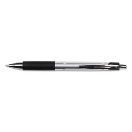Universal™ Comfort Grip Ballpoint Pen, Retractable, Medium 1 mm, Black Ink, Silver Barrel, Dozen - DZ/1 - UNV-15540-DZ