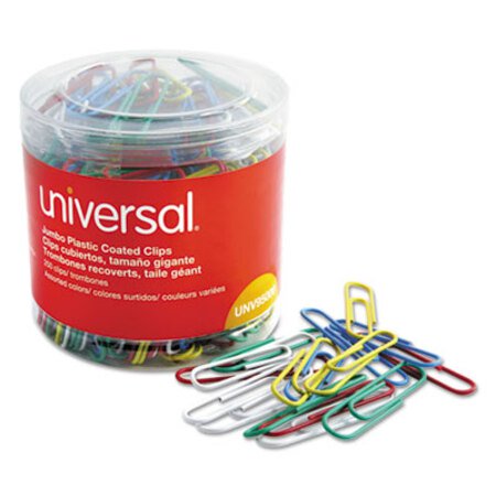 Universal® Plastic-Coated Paper Clips, Jumbo, Assorted Colors, 250/Pack - Pack of 1 - UNV-95000-PK