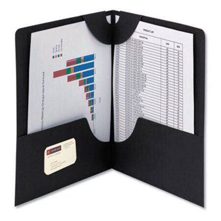 Smead™ Lockit Two-Pocket Folder, Textured Paper, 100-Sheet Capacity, 11 x 8.5, Black, 25/Box - Box of 1 - SMD-87981-BX