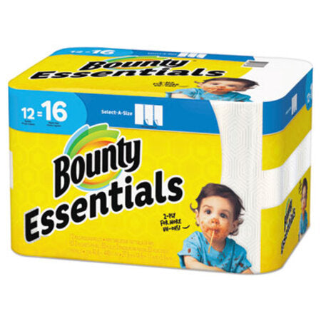 Bounty® Essentials Select-A-Size Kitchen Roll Paper Towels, 2-Ply, 83 Sheets/Roll, 12 Rolls/Carton - CT/1 - PGC-74682-CT