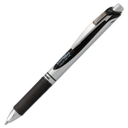 Pentel® EnerGel RTX Gel Pen, Retractable, Medium 0.7 mm, Black Ink, Black/Gray Barrel - Each - PEN-BL77A-EA