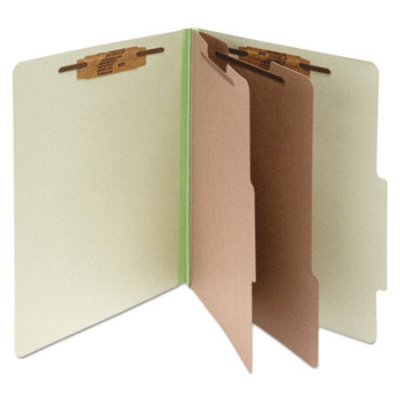 ACCO Pressboard Classification Folders, 3" Expansion, 2 Dividers, 6 Fasteners, Letter Size, Leaf Green Exterior, 10/Box - Box of 1 - ACC-15046-BX