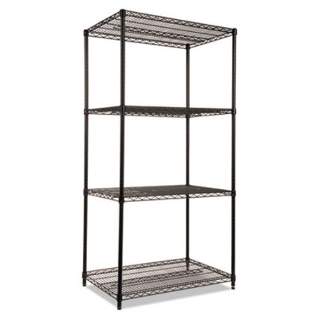 Alera® NSF Certified Industrial Four-Shelf Wire Shelving Kit, 36w x 24d x 72h, Black - Each - ALE-SW503624BL-EA