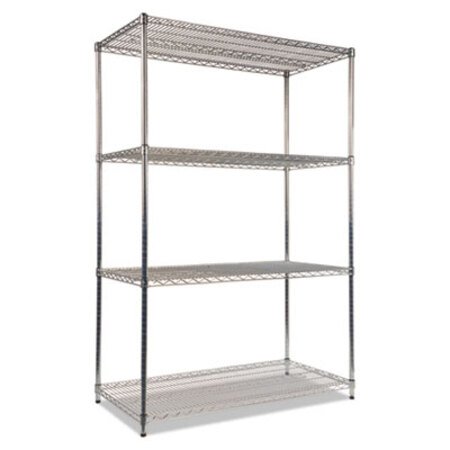 Alera® NSF Certified Industrial Four-Shelf Wire Shelving Kit, 48w x 24d x 72h, Silver - Each - ALE-SW504824SR-EA