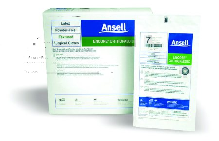 Ansell Surgical Glove ENCORE® Latex Ortho Size 7 Sterile Latex Standard Cuff Length Fully Textured Brown Chemo Tested - Box of 50 - 5788003-BX