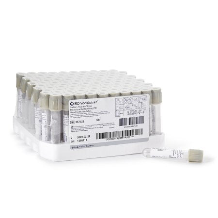 BD BD Vacutainer® Venous Blood Collection Tube Glucose Determination Sodium Fluoride / Potassium Oxalate Additive 13 X 75 mm 4 mL Gray BD Hemogard™ Closure Plastic Tube - Case of 1000 - 367922-CS