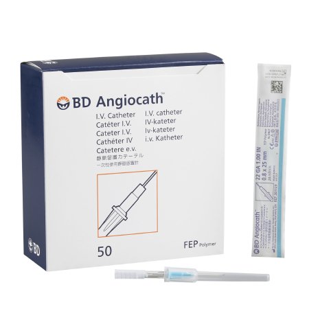 BD Peripheral IV Catheter Angiocath™ 22 Gauge 1 Inch Without Safety - Case of 200 - 381123-CS