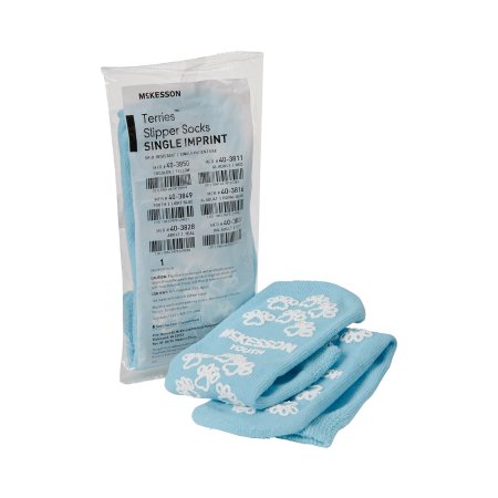 McKesson Slipper Socks McKesson Terries™ Youth Light Blue Above the Ankle - Pair - 40-3849-PR