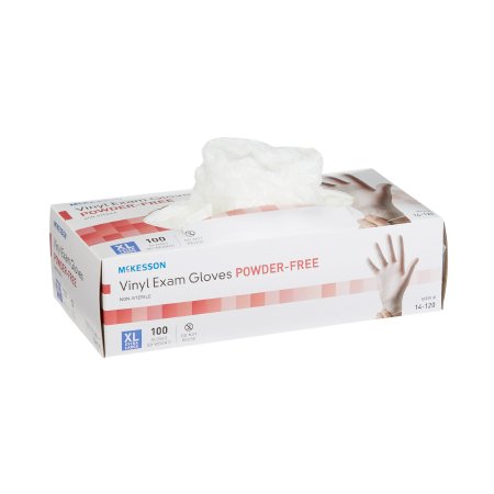McKesson Exam Glove McKesson X-Large NonSterile Vinyl Standard Cuff Length Smooth Clear Not Rated - Box of 100 - 14-120-BX