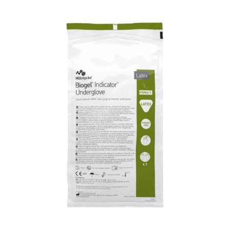 Molnlycke Surgical Underglove Biogel® Indicator™ Underglove Size 8.5 Sterile Latex Standard Cuff Length Smooth Green Not Chemo Approved - Case of 200 - 31285-CS