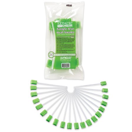 Sage Products Oral Swabstick Toothette® Plus Foam Tip Sodium Bicarbonate - Pack of 20 - 6076-PK