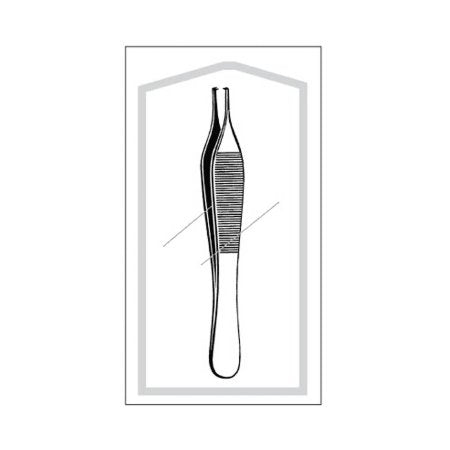 Sklar Tissue Forceps Econo™ Adson 4-3/4 Inch Length Floor Grade Pakistan Stainless Steel Sterile NonLocking Thumb Handle Straight Serrated Tips with 1 X 2 Teeth - Each - 96-2573-EA