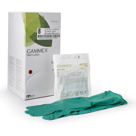Ansell Surgical Glove GAMMEX® Non-Latex Size 8 Sterile Polyisoprene Standard Cuff Length Micro-Textured Green Chemo Tested - Box of 50 - 8516-BX