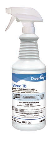 Lagasse Diversey™ Virex® Tb Surface Disinfectant Cleaner Quaternary Based Pump Spray Liquid 32 oz. Bottle Lemon Scent NonSterile - Case of 12 - DVO04743-CS