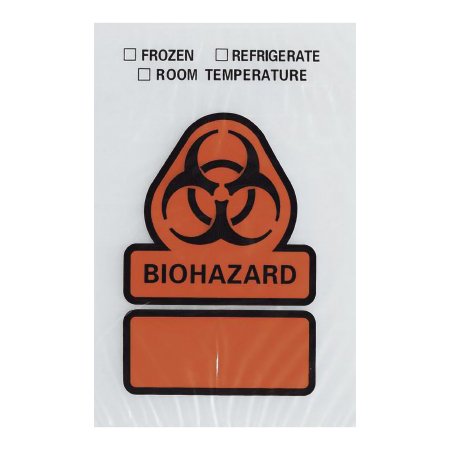 RD Plastics Company Specimen Transport Bag with Document Pouch 6 X 9 Inch Zip Closure Biohazard Symbol / Storage Instructions NonSterile - Pack of 100 - B22-PK