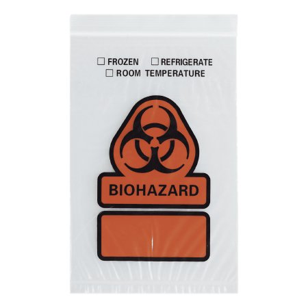 RD Plastics Company Specimen Transport Bag with Document Pouch 8 X 10 Inch Zip Closure Biohazard Symbol / Storage Instructions NonSterile - Case of 1000 - B26-CS