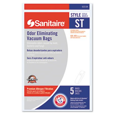 Sanitaire® Style ST Disposable Vacuum Bags for SC600 and SC800 Series, 5 Bags/Pack - Pack of 1 - EUR-63213B10-PK