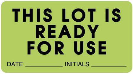 United Ad Label Pre-Printed Label Advisory Label Light Green Paper THIS LOT IS READY FOR USE DATE____________INITIALS____________ Quality Control Label 1-5/8 X 3 Inch - Roll of 1 - ULLR143-RL
