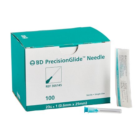 BD Hypodermic Needle PrecisionGlide™ 1 Inch Length 23 Gauge Thin Wall Without Safety - Case of 1000 - 305145-CS