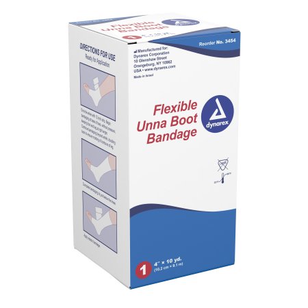 Dynarex Unna Boot Dynarex® 4 Inch X 10 Yard Gauze Zinc Oxide NonSterile - Case of 12 - 3454-CS