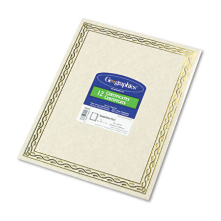 Geographics® Foil Stamped Award Certificates, 8.5 x 11, Gold Serpentine with White Border, 12/Pack - Pack of 1 - GEO-44407-PK