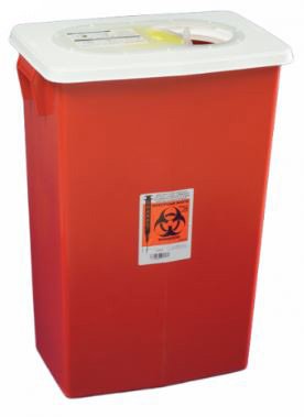 Cardinal Sharps Container SharpSafety™ Red Base 26 H X 18-1/4 W X 12-3/4 D Inch Horizontal / Vertical Entry 18 Gallon - Case of 5 - 8998PG2-CS