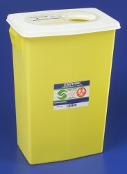 Cardinal Chemotherapy Waste Container SharpSafety™ Yellow Base 17-3/4 H X 11 D X 15-1/2 W Inch Vertical Entry 8 Gallon - Case of 10 - 8985SPG2-CS