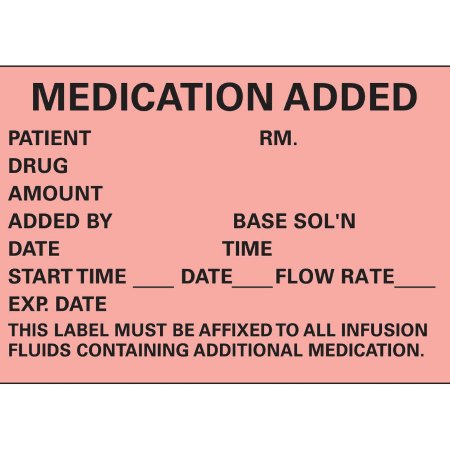 Precision Dynamics Pre-Printed Label Timemed Anesthesia Label Fluorescent Red Paper Medication Added Black Medication Instruction 1-3/4 X 2-1/2 Inch - Roll of 1 - N-200-RL