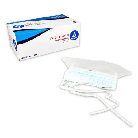 Dynarex Surgical Mask with Eye Shield Dynarex Pleated Tie Closure One Size Fits Most White NonSterile ASTM Level 1 Adult - Box of 50 - 2206-BX