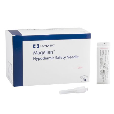 Cardinal Safety Hypodermic Needle Magellan™ 1 Inch Length 18 Gauge Regular Wall Sliding Safety Needle - Box of 50 - 8881850810-BX