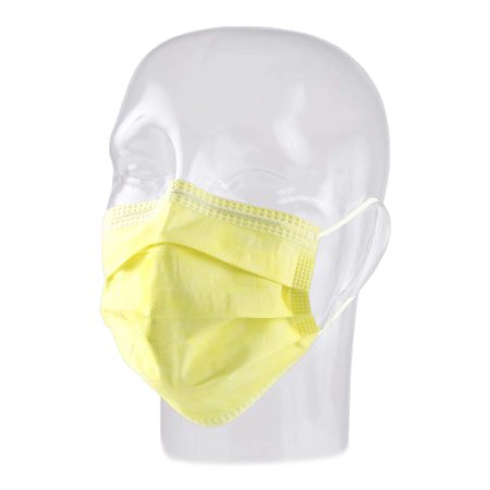 Aspen Surgical Products Procedure Mask Pleated Earloops One Size Fits Most Yellow NonSterile Not Rated Adult - Case of 500 - 15100-CS