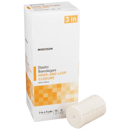 McKesson Elastic Bandage McKesson 3 Inch X 5 Yard Hook and Loop Closure Tan NonSterile Standard Compression - Roll of 1 - 16-1033-3-RL