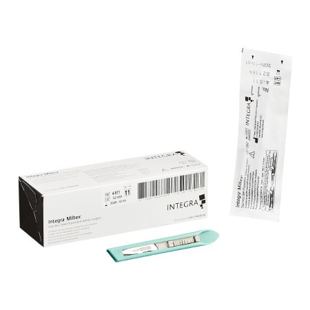 Integra Lifesciences Safety Scalpel Miltex® No. 11 Stainless Steel / Plastic Classic Grip Handle Sterile Disposable - Box of 10 - 4-511-BX