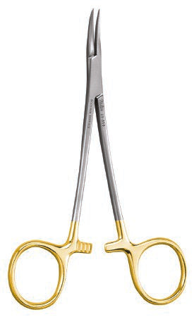 Integra Lifesciences Hemostatic Forceps Miltex® 5-1/2 Inch Length OR Grade German Stainless Steel Finger Ring Handle Curved Smooth Sharp Pointed Tips - Each - 29-850-EA