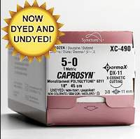 Covidien Absorbable Suture with Needle Caprosyn™ Polyester P-12 3/8 Circle Precision Reverse Cutting Needle Size 4 - 0 Monofilament - Box of 12 - SC-5617G-BX