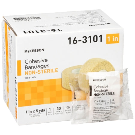 McKesson Cohesive Bandage McKesson 1 Inch X 5 Yard Self-Adherent Closure Tan NonSterile Standard Compression - Pack of 1 - 16-3101-PK