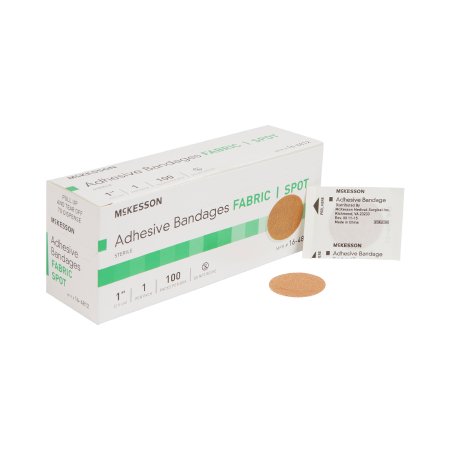 McKesson Adhesive Spot Bandage McKesson 1 Inch Fabric Round Tan Sterile - Case of 2400 - 16-4812-CS
