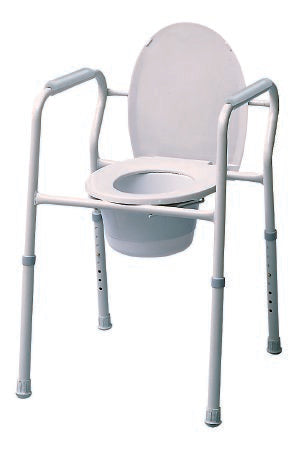 Graham-Field 3-in-1 Commode Chair Graham-Field Fixed Arms Steel Frame Back Bar 14 Inch Seat Width 300 lbs. Weight Capacity - Case of 4 - 7103A-4-CS