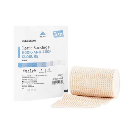 McKesson Elastic Bandage McKesson 3 Inch X 5 Yard Hook and Loop Closure Tan Sterile Standard Compression - Case of 36 - 16-1033-3-STR-CS