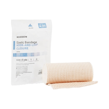 McKesson Elastic Bandage McKesson 4 Inch X 5 Yard Hook and Loop Closure Tan Sterile Standard Compression - Each - 16-1033-4-STR-EA